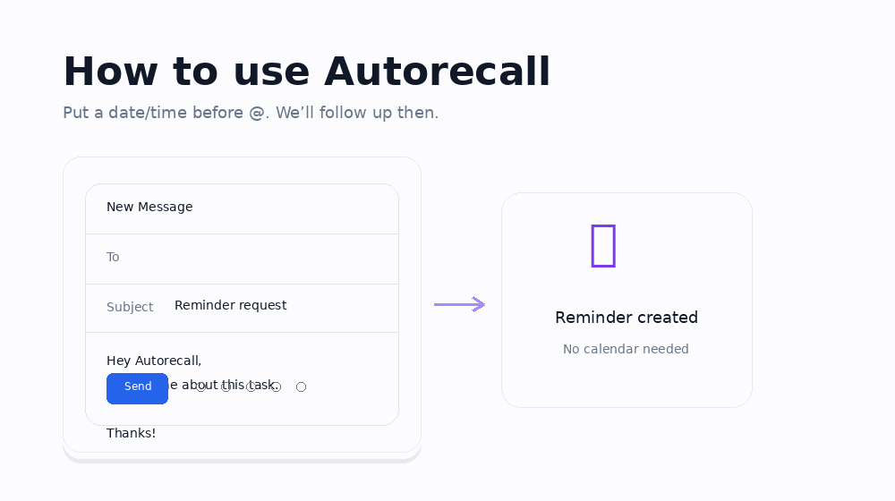 Autorecall email reminder walkthrough